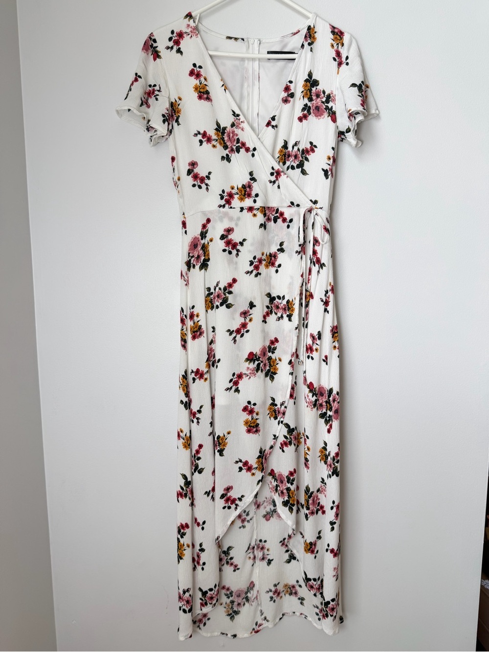 Midnight Doll Floral Flutter Shoulder Wrap Style Maxi Dress Sz Large Juniors 11